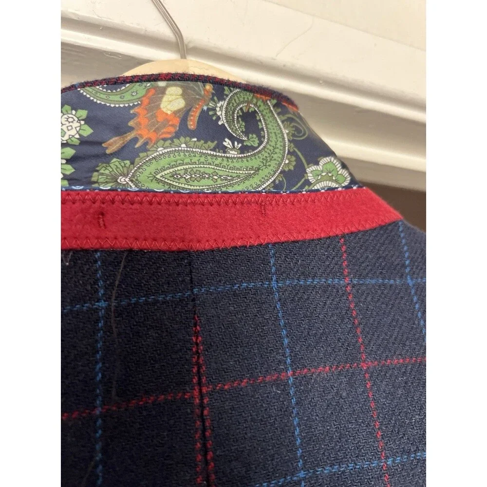 Harry Brown Heritage Blue Plaid Wool Blend Blazer Sport Coat 48R 2 Button NWOT